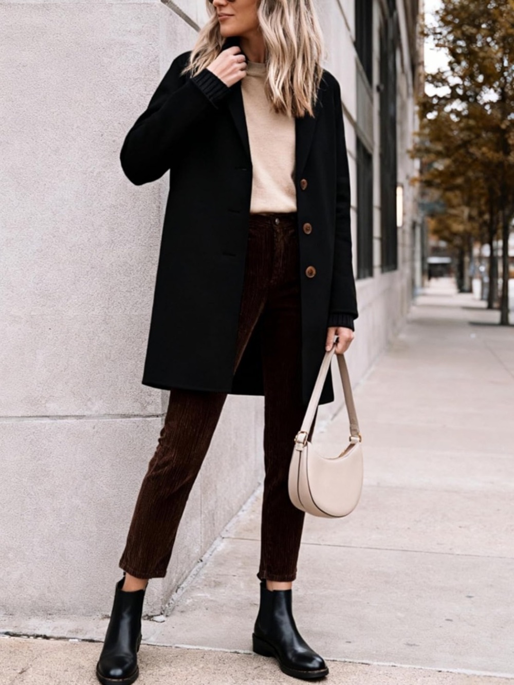 Yidarer Women's Wool Coat Mid-Length Notch Lapel Single Breasted Trench Pea Coat